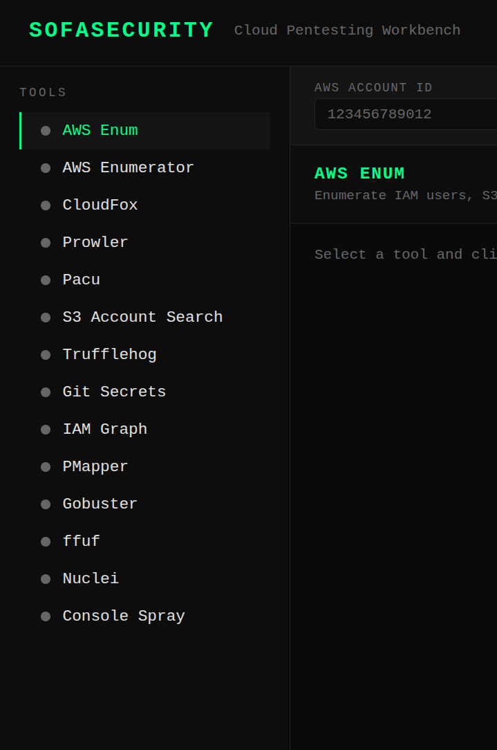 SofaSecurity tool sidebar
